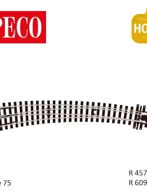 Abverkauf - Aiguillage courbe à droite Streamline Electrofrog R609/457mm Code 75 H0m Peco SL-E1486