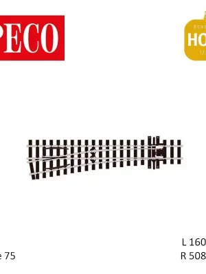 Aiguillage à gauche Streamline Electrofrog R508mm 10° Code 75 H0m Peco SL-E1496 | Profi-Qualität