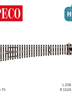 Aiguillage long à gauche Streamline Electrofrog R1524mm 12° code 75 HO Peco SL-E189 - Sonderangebot
