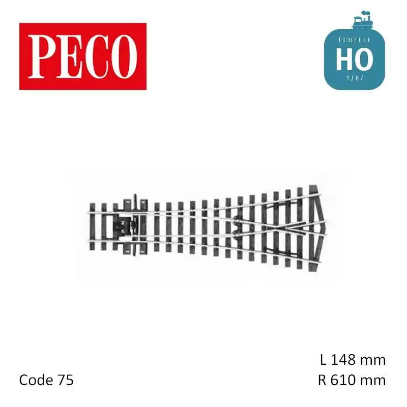 Aiguillage symétrique court Streamline Electrofrog R610mm 24° code 75 HO Peco SL-E197 - Nur solange der Vorrat reicht