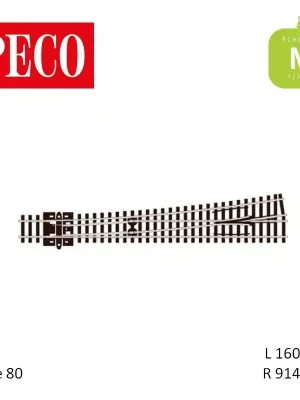 Aiguillage long à gauche Streamline Electrofrog R914mm 8° code 80 N Peco SL-E389 | Neue Ware
