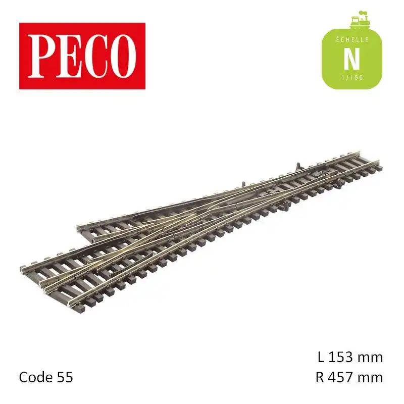 Aiguillage triple Streamline Electrofrog R457mm 10° code 55 N Peco SL-E399F - Premium-Qualität