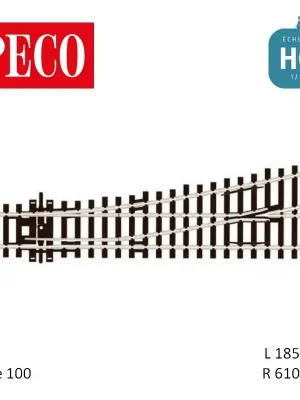 Aiguillage court à gauche Streamline Electrofrog R610mm 12° code 100 HO Peco SL-E92 | Neu hinzugefügt