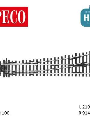 Aiguillage moyen à gauche Streamline Electrofrog R914mm 12° code 100 HO Peco SL-E96 | Jetzt kaufen