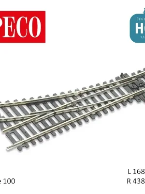 Aiguillage à droite Setrack Insulfrog R438mm 22,5° code 100 HO Peco ST-240 | Sofort lieferbar