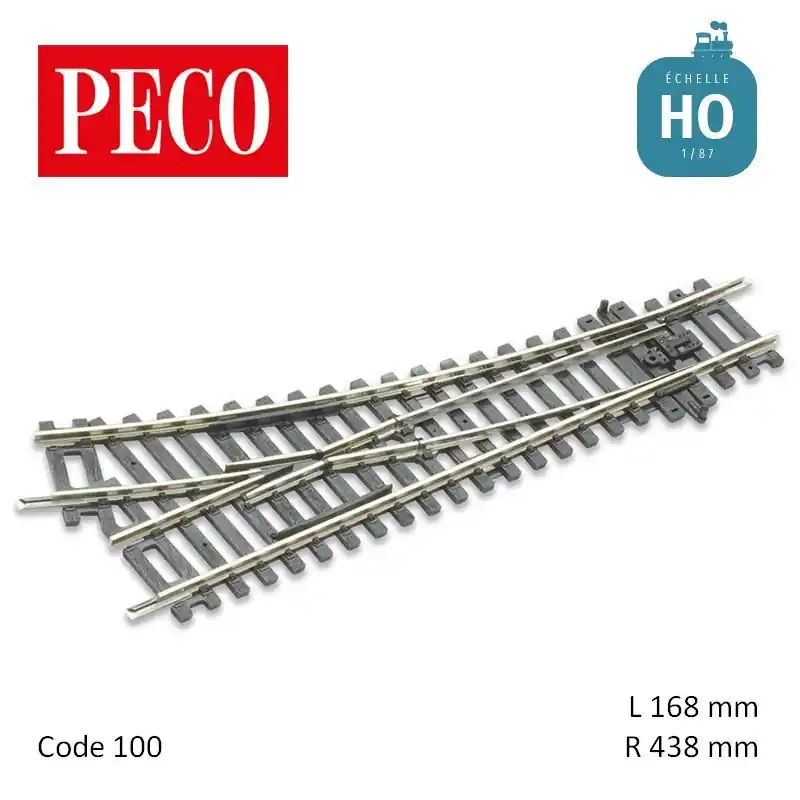 Aiguillage à droite Setrack Insulfrog R438mm 22,5° code 100 HO Peco ST-240 | Sofort lieferbar