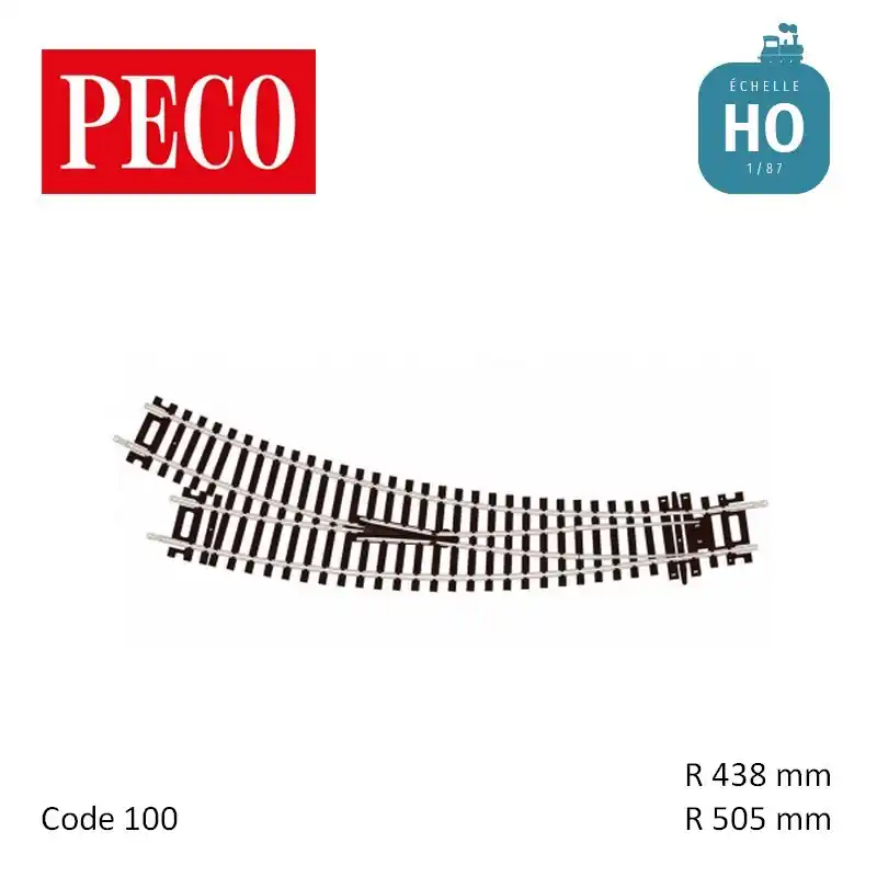 Aiguillage courbe à droite Setrack Insulfrog R505/438mm 11,25° code 100 HO Peco ST-244 | Geprüfte Qualität
