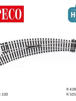 Aiguillage courbe à gauche Setrack Insulfrog R505/438mm 11,25° code 100 HO Peco ST-245 | Nur noch wenige
