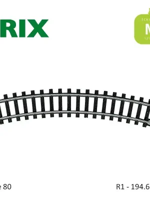 Kundenfavorit - Rail courbe R1 194.6mm code 80 N Minitrix 14912