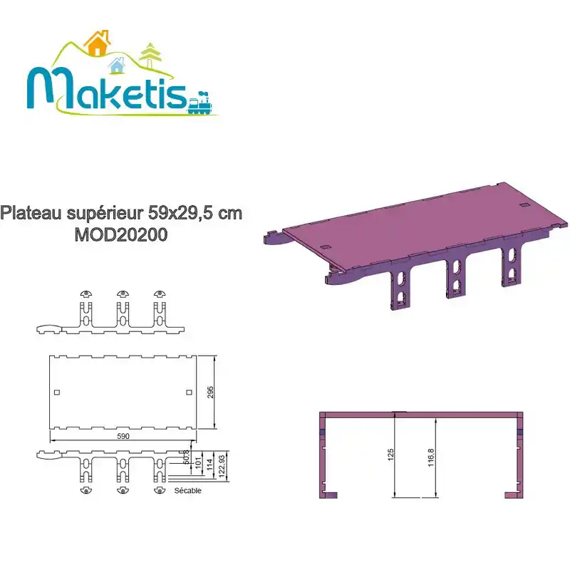 Obere Platte 59x29,5cm für positives Relief 4 teilbare Höhen MOD20200 - Jetzt zugreifen