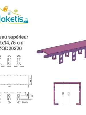 Obere Platte 59x14,75cm für positives Relief 4 teilbare Höhen MOD20220 | Abverkauf