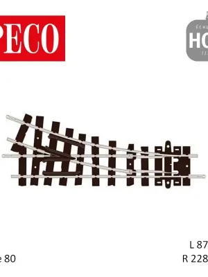 Aiguillage à droite court Setrack Insulfrog R228mm 22,5° code 80 HOe Peco ST-405 - Endet bald