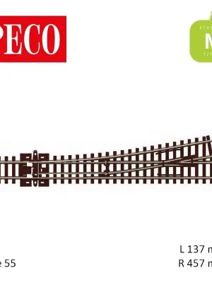 Aiguillage moyen à gauche Streamline Unifrog R457mm 10° code 55 N Peco SL-U396F - Online bestellbar