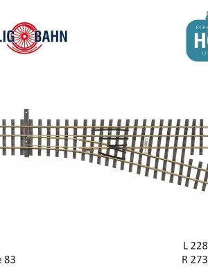 Abzweig rechts H0/H0e-H0e, R273 Länge 228 mm H0 Tillig 85191 | Neuheit