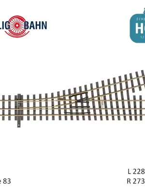 Abzweig links H0/H0e-H0e, R273 Länge 228 mm H0 Tillig 85192 - Sonderpreis