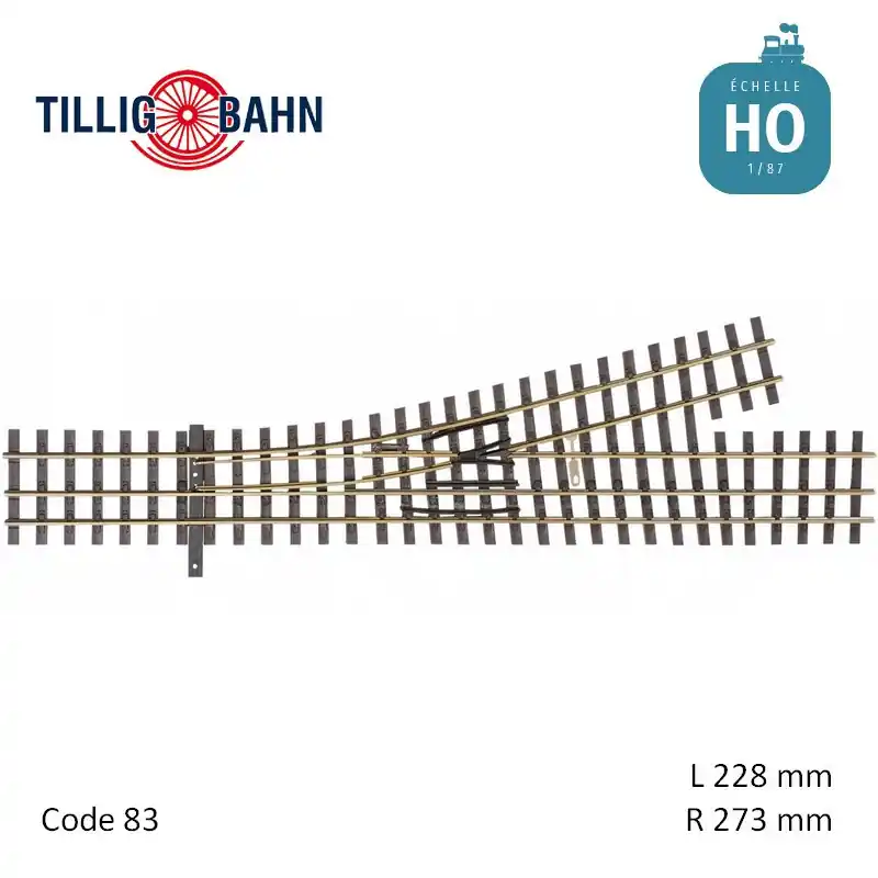 Abzweig links H0/H0e-H0e, R273 Länge 228 mm H0 Tillig 85192 - Sonderpreis