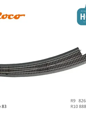 Aiguillage courbe à gauche Roco-Line ballastée R9/R10 826/888mm 30° Code 83 HO Roco 42568 | Meistverkauft