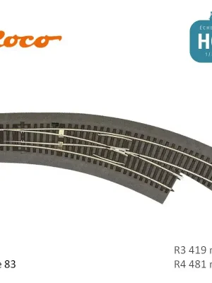 Ausverkauf | Aiguillage courbe à droite Roco-Line ballastée R3/R4 R419/481mm 30° Code 83 HO Roco 42573