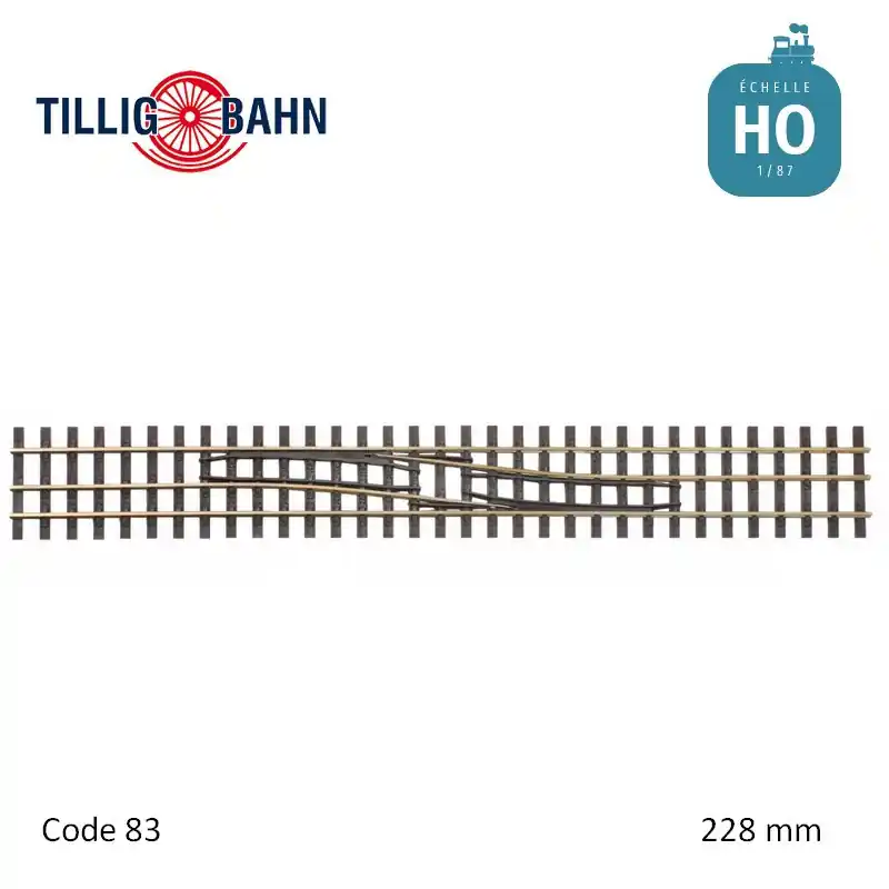 Gleiswechsel links/rechts H0-H0e, Länge 228 mm Tillig 85185 | Auf Lager