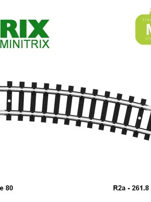 Sofort bestellbar | Gebogene Schiene R2a 261.8mm Code 80 N Minitrix 14911