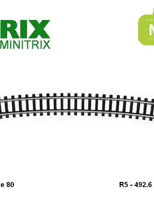 Hammerpreis - Gebogene Schiene R5 492.6mm Code 80 N Minitrix 14918