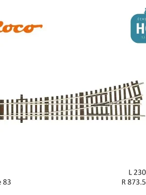 Aiguillage à gauche Roco-Line R873,5mm 15° Code 83 HO Roco 42442 | Bestseller