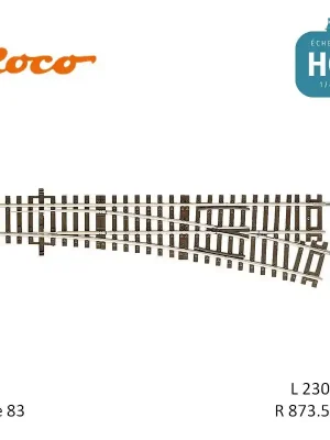 Versandbereit - Aiguillage à droite Roco-Line R873,5mm 15° Code 83 HO Roco 42443