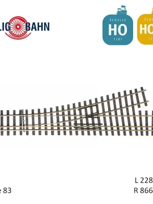 Abzweig links H0/H0m-H0m, R866 Länge 228 mm H0 Tillig 85194 - Heute kaufen