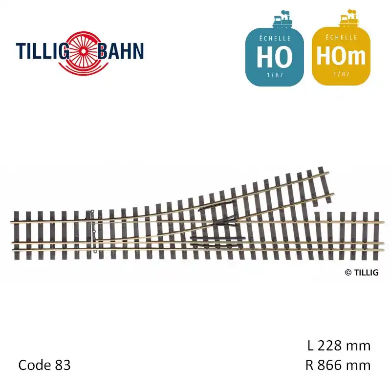 Abzweig links H0/H0m-H0m, R866 Länge 228 mm H0 Tillig 85194 - Heute kaufen