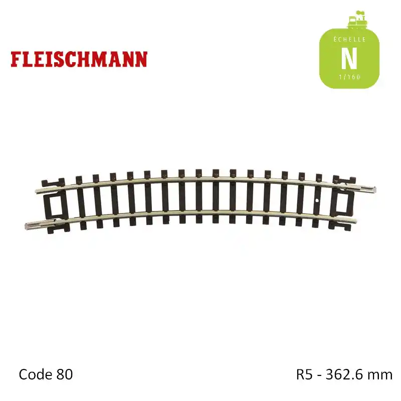 Aktion - Rail courbe N-Track R5 362,6mm 15° Code 80 N Fleischmann 22226