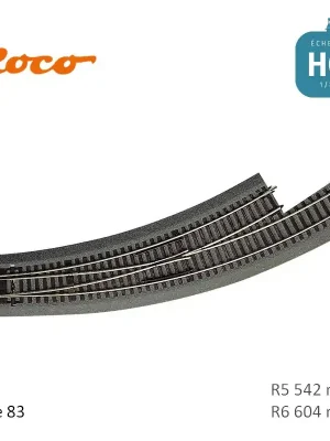 Aiguillage courbe à gauche Roco-Line ballastée R5/R6 542/604mm 30° Code 83 HO Roco 42574 | Herstellerpreis