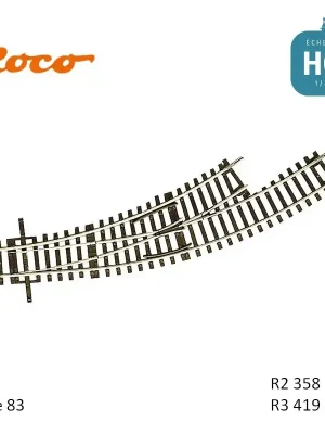 Bewährte Qualität | Aiguillage courbe à gauche Roco-Line R2/R3 358/419mm 30° Code 83 HO Roco 42466
