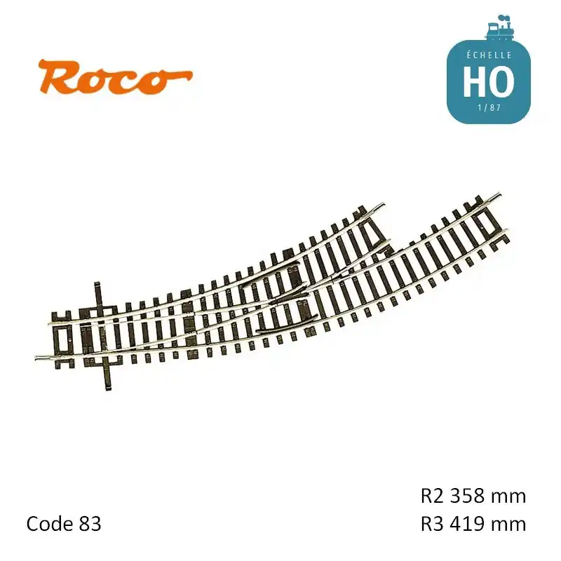 Bewährte Qualität | Aiguillage courbe à gauche Roco-Line R2/R3 358/419mm 30° Code 83 HO Roco 42466