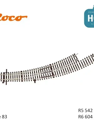 Angebot | Aiguillage courbe à gauche Roco-Line R5/R6 542/604mm 30° Code 83 HO Roco 42474