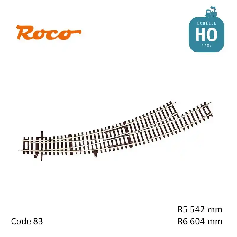 Angebot | Aiguillage courbe à gauche Roco-Line R5/R6 542/604mm 30° Code 83 HO Roco 42474