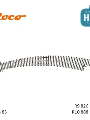 Aiguillage courbe à droite Roco-Line R9/R10 826/888mm 30° Code 83 HO Roco 42479 - Sehr gefragt