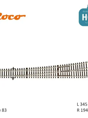 Aiguillage à gauche Roco-Line R1946 L345mm 10° Code 83 HO Roco 42490 - Sofort bestellen