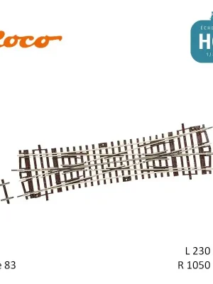 Traversée Jonction double 15° R1050 L 230 mm Roco-Line Code 83 HO 42452 | Top-Angebot