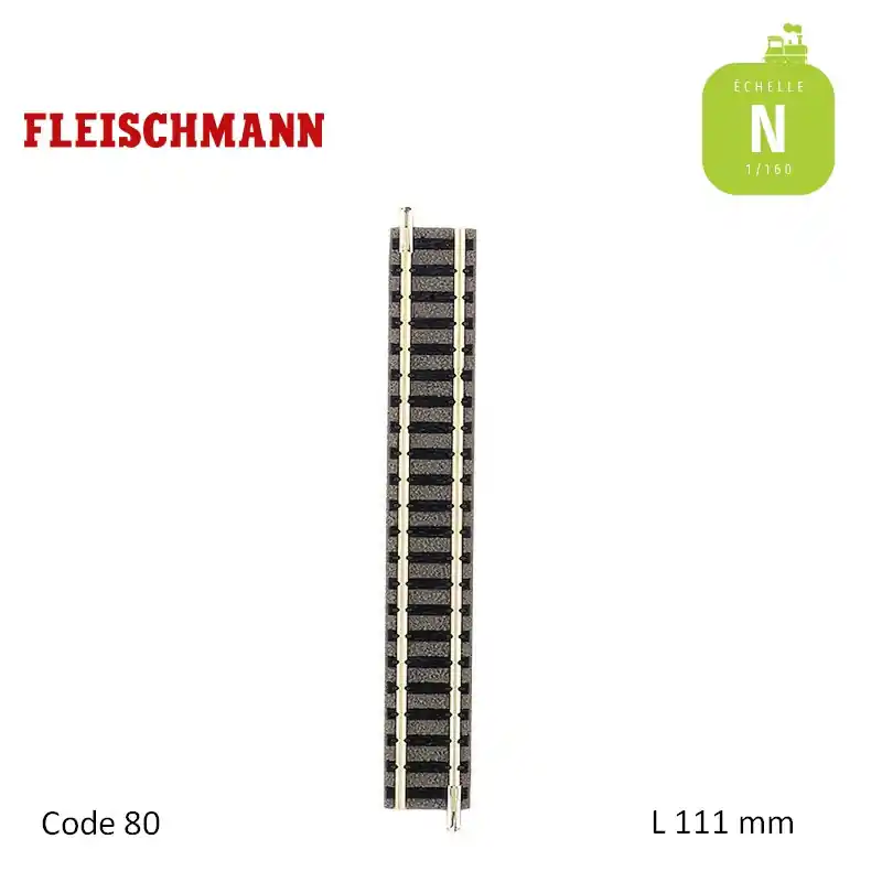 Brandneu | Rail droit ballasté N-Track L111mm Code 80 N Fleischmann 9101