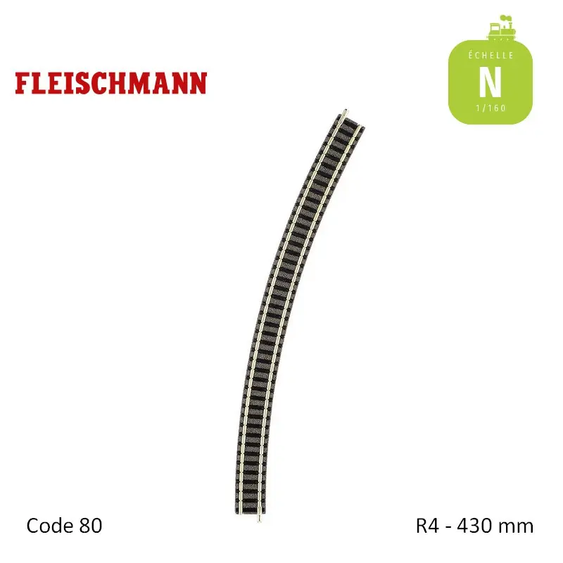 Hochwertig - Rail courbe ballasté N-Track R4 430mm 30° Code 80 N Fleischmann 9135