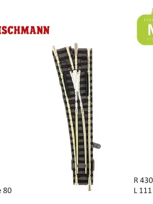 Aiguillage à gauche ballasté manuel pointe conductrice N-Track R430mm L111mm 15° Code 80 N Fleischmann 9178 - Direkt ab Werk