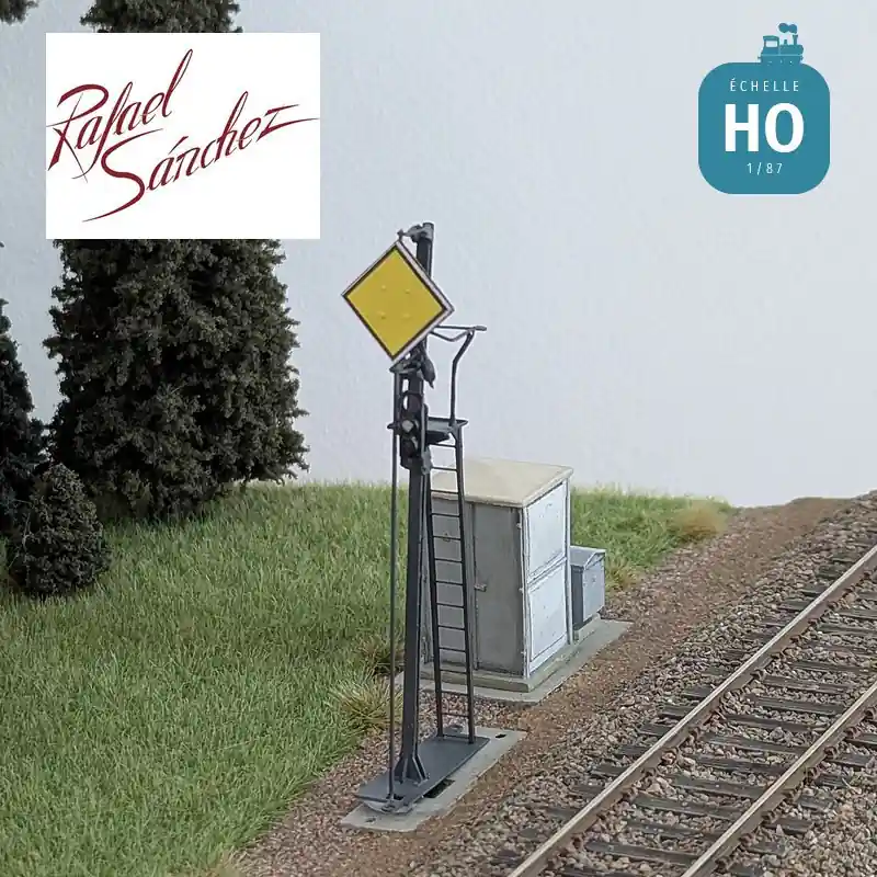 Heute kaufen | Signal mécanique SNCF unifié Avertissement Epoque IV (mât gris foncé) HO Rafael Sanchez FR0144