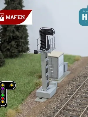 Expresslieferung | Signal lumineux SNCF 7 feux Sémaphore + Ralentissement + Carré Violet avec oeilleton HO Mafen 913210