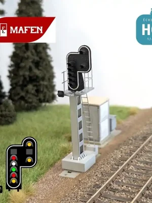 Kostenlose Rückgabe | Signal lumineux SNCF 7 feux Carré + Rappel Ralentissement + feu blanc avec oeilleton HO Mafen 913215