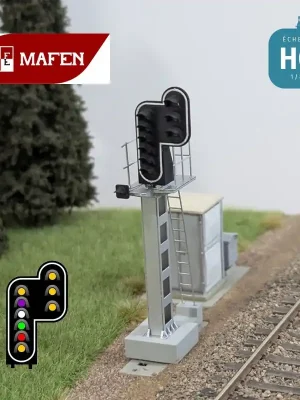 Extra-Rabatt - Signal lumineux SNCF 7 feux Sémaphore + R + RR + Carré Violet avec oeilleton HO Mafen 913217