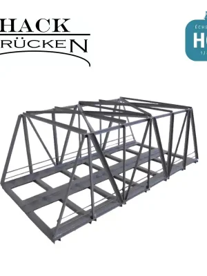 Zertifiziert - Pont métallique cage oblique 21 cm 2 voies gris HO Hack Brücken K21S-2
