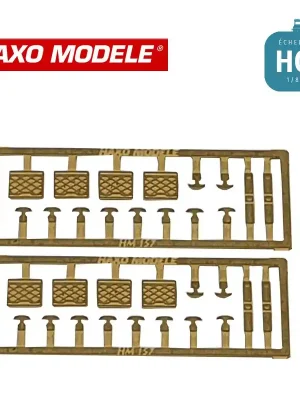 Bestpreis - Grilles porte-étiquettes 8 pcs, crochets de halages 16 pcs, poignées de frein 24 pcs HO Haxo Modèle HM44051