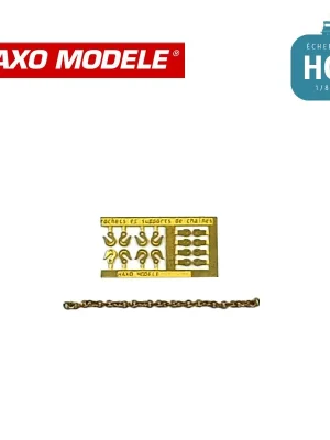 Supports chaine sûreté avec chaine et crochets wagons réseaux HO Haxo Modèle HM84011 - Sofort lieferbar