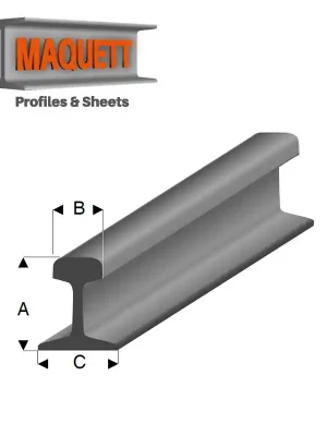 Begrenzte Stückzahl | Stahlgrau Styrol Schienen Profile 33 cm Maquett