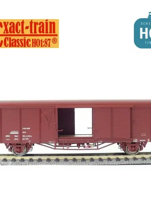 Markenqualität - Wagon couvert DB Güterwagen Gbs 258, 7 Sicken, Tür mit Verstärkung, Epoche VI Ep VI HO Exact-Train EX20709